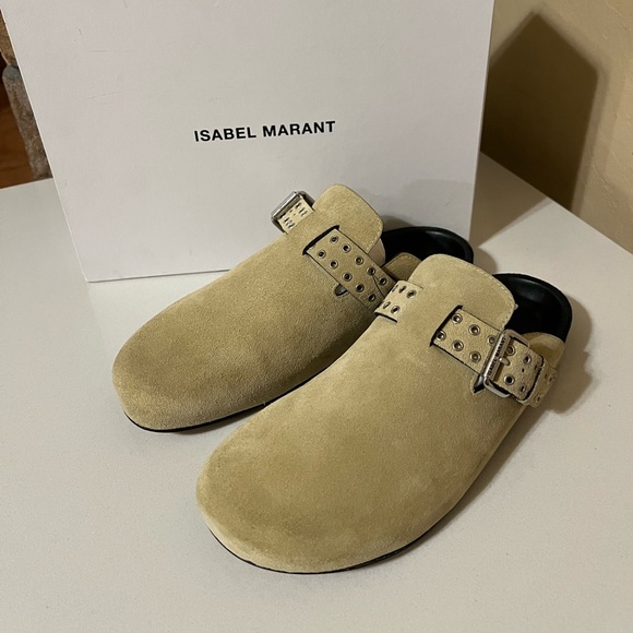 Isabel Marant Velvet Leather Suede Slip-On Mirvin Clogs NWB Size 40/ 9.5 - Picture 4 of 15